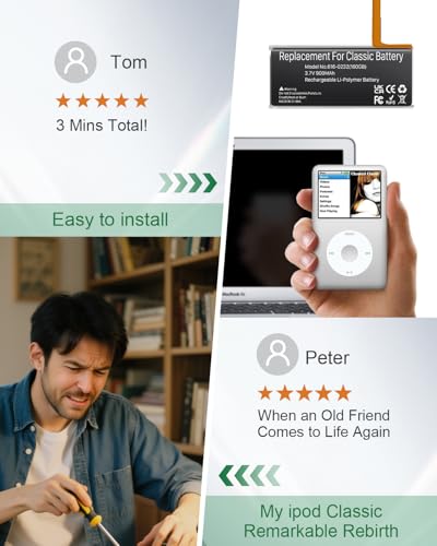 image for WAVYPO 【 900mAh 】 for iPod 5th - 7th Classic Battery, High Capacit