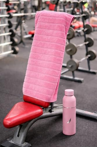 Image of NAUTICA Combo Set Gym Towel + Bottle | 3 PC Set- 1 Single WALL Bottle + 2 PCS Hand Towel | Combo Set for Gym, Yoga, Running & Training | Pink