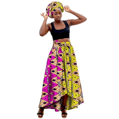 Falda africana maxi estampada con acabados de alta costura