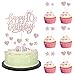 Happy 90th Birthday Cake Toppers, Rose Gold Cake Cupcake Toppers for Cake, Glitter Heart Stars Cake Toppers, Birthday Gift, Personalised Cake Toppers for Women Girls 90th Birthday Cake Decorations
