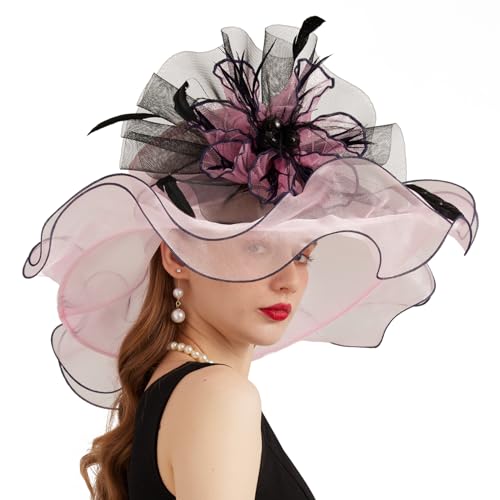 Sombrero Derby de Organza para Mujer con Ala Ancha miniatura 4