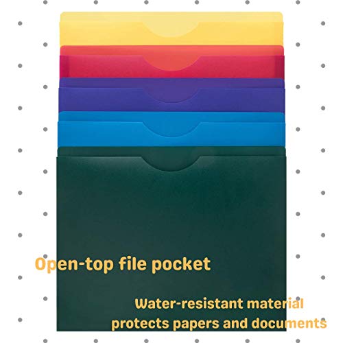 1Intheoffice File Folders Expandable Plastic, File Pockets, Moisture Resistant Expanding File Pockets, 1" Expandable File Jacket, Letter Size, Assorted Colors, 10/Pack #TOP1
