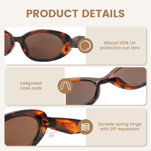 JiSoo Reading Sunglasses 2.0 Bifocal Sunglasses Women - Oval Small Reading Sun Glasses Cute Ladies Prescription Sunglasses 3Pack - Image 4
