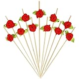 LQTSLFM Bastoncini da Cocktail Fiore, 100 PCS Decorazione Cocktail San Valentino, Spiedini da Cocktail Fiore, Decorazioni Cocktail Estate per Feste di Famiglia, caffè, Pasticcerie e Bar (Rosso)