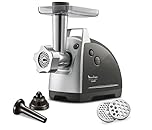 Moulinex Meat Mincer HV8 Electric Mincer 2200 W 2 Grinding Grinders Accessories for Kebbe and Sausages Silver ME686832
