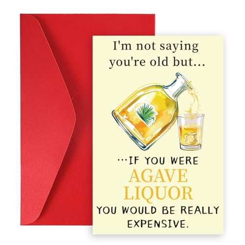 BOXOB carte anniversaire tequila humoristique 8,07x5,3po avec enveloppe