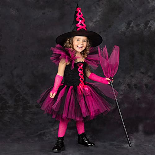 Toddler Kids Baby Girls Magnificent Witch Halloween Costume Black Gown With Hat Fancy Dress Girls Dr