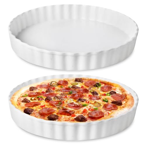 Ensemble de 2 Moules a Tartes, Plat de Cuisson En Porcelaine, Assiette a Quiche En Céramique Non Collante, Idéal pour La Cuisson de Lasagnes, Gratins Et...