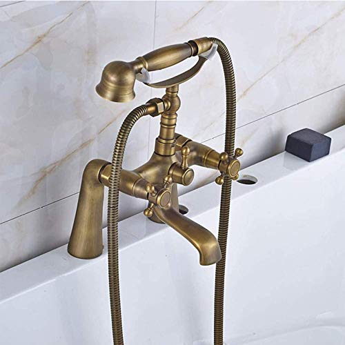 Robinet de baignoire avec douche à main à double poignées sur pont - 2