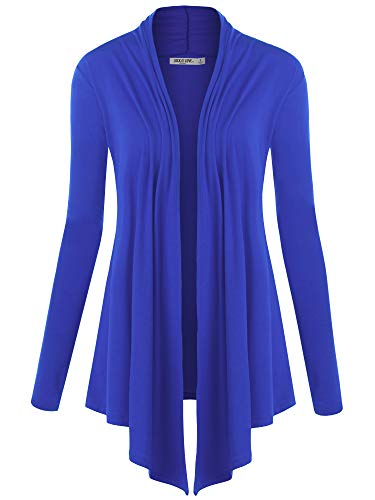 Image of Lock and Love Women's Draped Front Open Asymmetrical Cardigan - Casual Long Sleeve Lightweight Duster