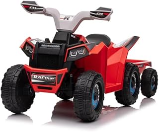 POSTACK Kids Electric Ride On Toy Car for Toddler Tractor Vehicle 6 Powerful Wheeler Or 4 Wheeler ATV Rechargeable Battery Power for Boy and Girl Best Gift 2 Year +, Red