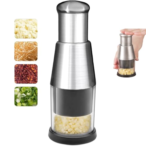 Manual Pressed Chopper, 1PCS2025 Upgraded Compact Mini Dicer Food,Functional Manual, Stainless Steel Hand Food Chopper Garlic Press for Mincing Garlic Press Stainless Steel