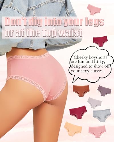 FINETOO 6 Pack Cotton Underwear for Women Cute Bikini Panties Sexy Lace Waist Briefs Soft Breathable Womens Cheeky S-XXL4