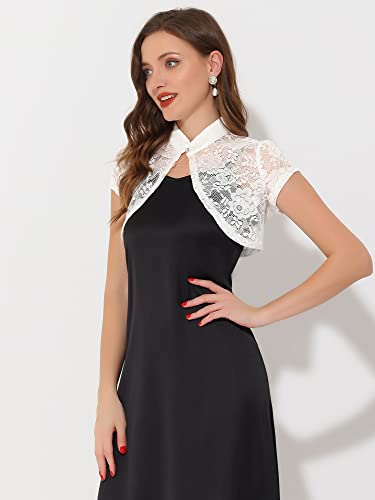 Image of Allegra K Women's Lace Cardigan Stand Collar Short Elegant Shrug Open Front Cropped Bolero Cardigan