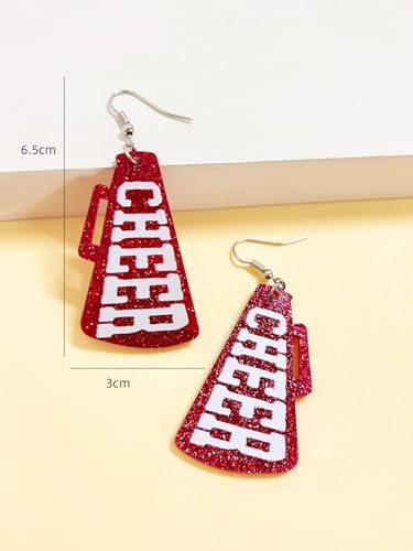 Glitter CHEER Megaphone Earrings Cheer Game Day Earrings Football Rugby Ball Sports Cheerleading Team Sports Fans Favors2