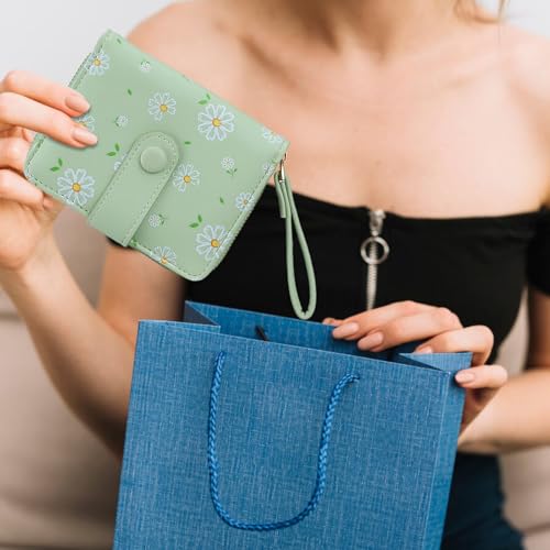 Image of Farcauo Womens Wallet Cute Small Wallets for Women Green Women's Wallet Kawaii Flower Card Wallets for Women Ladies