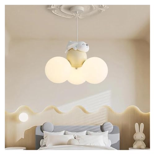 Lustre de style crème anti-fatigue visuelle : plafonnier lapin pour chambre d'enfant