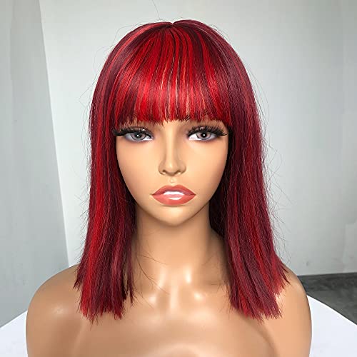 PRETTIEST Short Wig for Black Women Yaki Synthetic Hair Women’s Wig With Hair Bangs