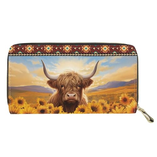 Womens Wallet Cute Highland Cow Purse Leather Credit Card Holder Zip Around Clutch Travel Coin Pockets for Teen Girls Women's Wallets2