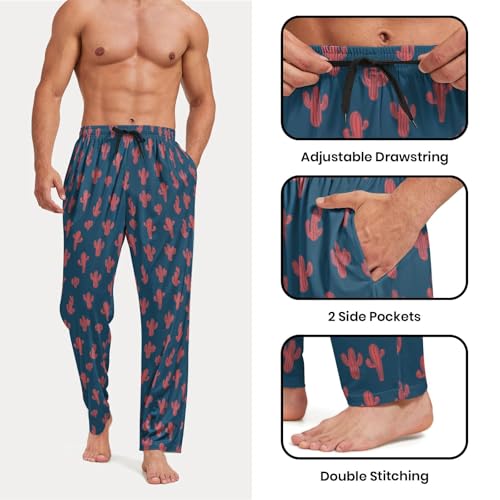 Mens Pajama Pants Pj Sleep Pajama Bottoms Lightweight Comfy Lounge Pants with Pockets4