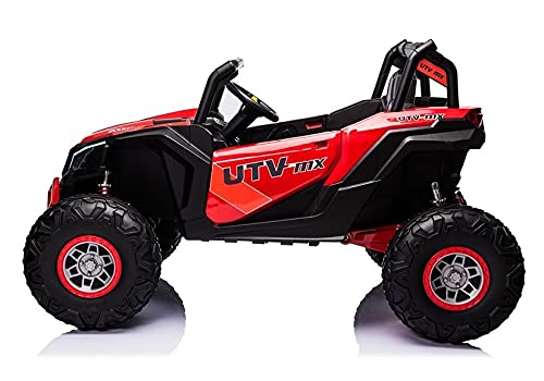 Buggy XMX UTV-MX elettrico per bambini, 24 V - 4 motori da 24 V, ruote in gomma, colore rosso, RC