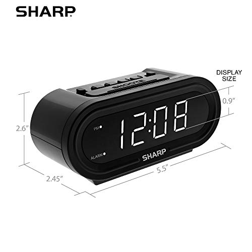 Sharp Digital Alarm With Accuset - Automatic Smart Clock, Never Needs Setting (Midnight Black-White Led) #TOP4