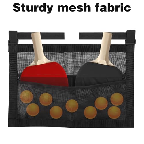 CYUXING Ping Pong Paddle Storage Bag with Mesh Storage Bag, Simple Black Ping Pong Accessories for Balls & Paddles, Sports Holder Supplies with Straps Easy to Install