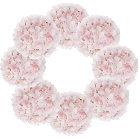 PaoriPets 10pcs Hydrangea Silk Flowers Heads with Stems Artificial Hydrangea Flowers for Wedding Home Party Baby Shower Decor (Baby Pink) Cover