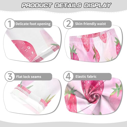 Bolaz Toddler Girls Leggings Printed Yoga Pants Leggings Strawberry Pink for Kids3