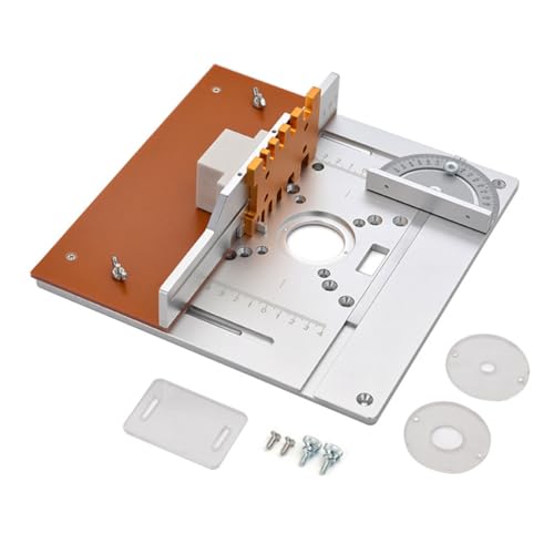 TORR Placa de inserción de mesa de enrutador de aluminio, tablero eléctrico de fresado de madera con guía de inglete, juego de sierra de mesa, banco de trabajo-C