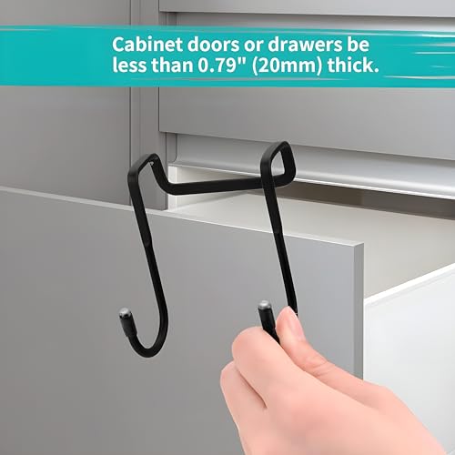 Image of JIALTO 2 Pcs Over The Door Hangers for Clothes | Double Over Door Hook Holder Clothes | Bedroom and Bathroom Door Hanger for Clothes | Bags, Towels and More Easily Attached to Cabinet Doors - Black