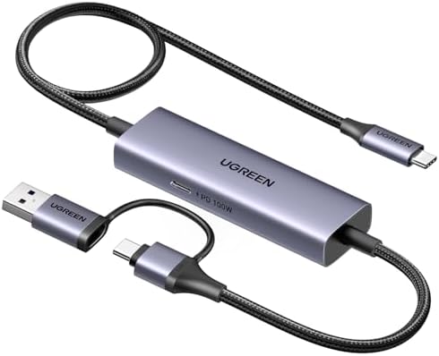 UGREEN 1080P 60FPS 2K@30Hz Capture Card with 100W Power Delivery Type C to USB-A/C Video Capture Card USB 3.0 with Ultra-Low Latency for Streaming, Compatible with Switch, iPad, Steam Deck, iPhone 17