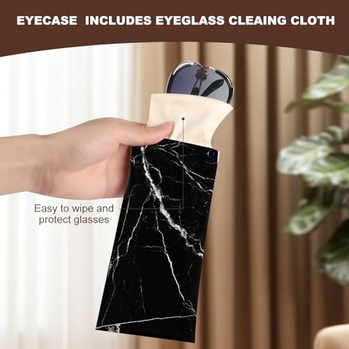 Image of Anikathy 2Pcs Sunglass Eyeglass Glasses Case Soft PU Leather with Cleaning Cloth Portable Glasses Pouch Bag for Men Women