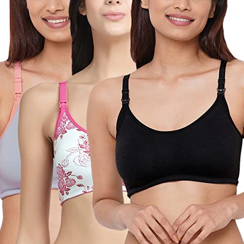 Image of Inner Sense Organic Cotton Bamboo Nursing Bra for Women I Non Padded Feeding Bra with Keyhole Back Design I Wire Free Maternity Innerwear with Full Coverage