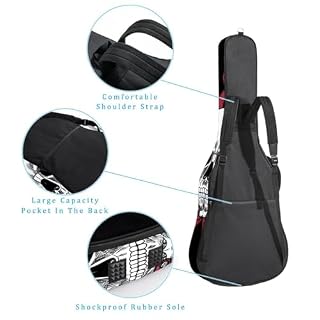 Housse de guitare rembourrée épaisse en tissu Oxford avec boucle de suspension et sangle de cou Motif crâne sur fond noir 101,6 cm, Multicolore 5., 42.9×16.9×4.7 in, Sac de transport tendance pour - Les Beatles, Paul McCartney, John Lennon, RIngo Starr, George Harrison Housse de guitare rembourrée épaisse en tissu Oxford avec boucle de suspension et sangle de cou Motif crâne sur fond noir 101,6 cm, Multicolore 5., 42.9x16.9x4.7 in, Sac de transport tendance pour – Image 3