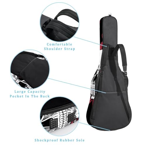Housse de guitare rembourrée épaisse en tissu Oxford avec boucle de suspension et sangle de cou Motif crâne sur fond noir 101,6 cm, Multicolore 5., 42.9×16.9×4.7 in, Sac de transport tendance pour - Les Beatles, Paul McCartney, John Lennon, RIngo Starr, George Harrison Housse de guitare rembourrée épaisse en tissu Oxford avec boucle de suspension et sangle de cou Motif crâne sur fond noir 101,6 cm, Multicolore 5., 42.9x16.9x4.7 in, Sac de transport tendance pour – Image 4
