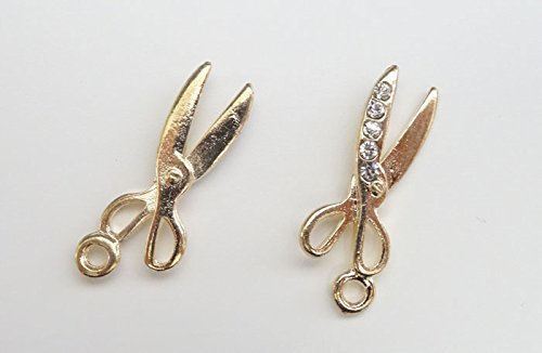 Amazon | Nina ハサミ チャーム 【 ゴールド 2.3cm 8個 】 モチーフ  