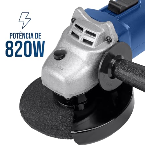 HOLTTER Esmerilhadeira Lixadeira Angular Profissional Disco Corte Desbaste 820W 11000rpm 115mm Kit E