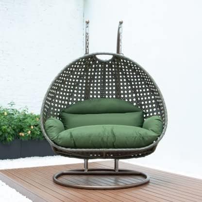 Image of OMANSH Double Seater Swing Chair with Stand & Cushion & Hook Outdoor || Indoor || Balcony || Garden || Living Room (Brown)