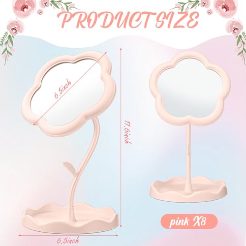 Espejo de maquillaje flor 8 piezas para fiesta spa miniatura 2
