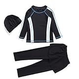 Odizli Burkini Mädchen Kinder Muslim Badeanzug Full Cover Schwimmanzug Islamisch Langarm Schwimmoberteile+Shorts+Hijab 3tlg Modest Bademode