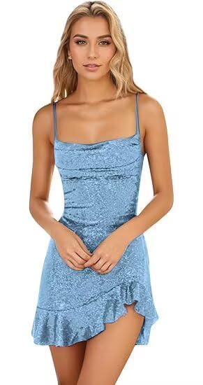 Sequin Short Homecoming Dresses for Teens 2025 Spaghetti Straps Sparkly Tight Mini Prom Cocktail Party Dress