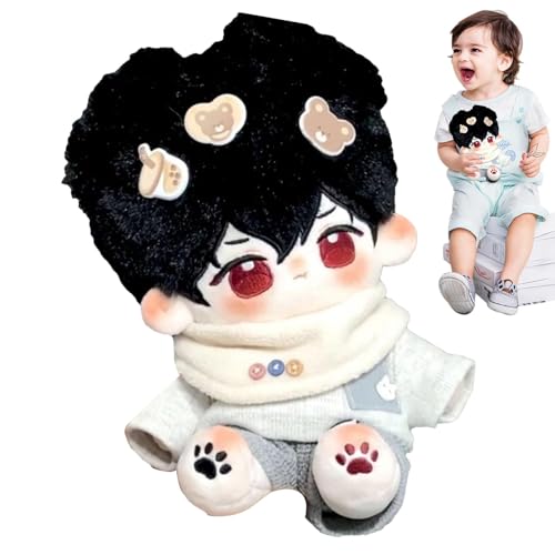 Aizuoni Muñeca de Algodón,Muñeca de Peluche de Anime,Peluche de Algodón de 20 cm con Pelo Ne y Ojos Rojos - Peluches de Anime Desnudos, muñeca de Vestir de Peluche de Anime para Todas Las