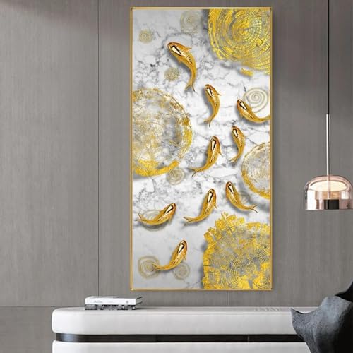 Toile poisson Koi doré grand format pour sublimer le mur de votre salon