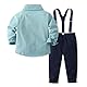Volunboy Baby Jungen Anzug Set Bekleidung Hemd mit Fliege + Hosenträger Hosen Strampler Anzug(5-6 Jahre,Reines Grün,Größe 130)