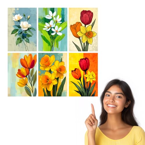 Image of SiddArtify Floral Wall Art Prints Set - Botanical Flower Poster Decor for Living Room Bedroom Office - 12x18 inch Board Pack of 6
