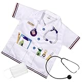 [FRCOLOR] 幼児用お医者さんコスチュームセット 120cm 前開きドクターコート付き 用医者ロールプレイドレス 幼稚園職業体験や仮装パーティー向