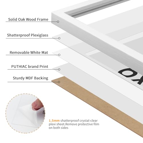 6x8 Oak Wood Picture Frame - Minimalist 6x8 Picture Frame, 6"x8" Frame Wood, Natural Solid Wooden Picture Frames for Wall Art Photo and Prints(3 Pack, White)