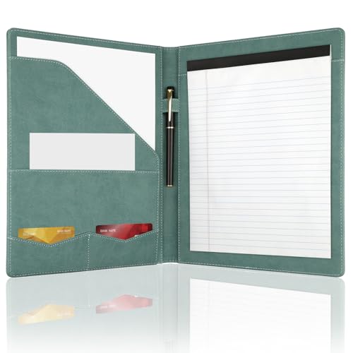 Image of Professional Padfolio Portfolio Binder, Faux Leather, Green