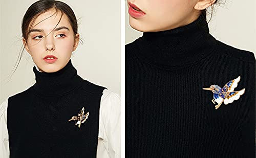 Image of 3 Pcs Colorful Crystal Rhinestone Hummingbird Brooch Set Handmade Enamel Lapel Brooch Pins Cute Hummingbird Bird Animal Brooch Premium Badge Costume Hat Bag Decoration Accessories for Women Girls